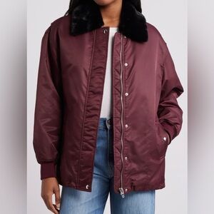 BLANKNYC
Faux Fur Collar Puffer Jacket Size S Burgundy Wine Red
